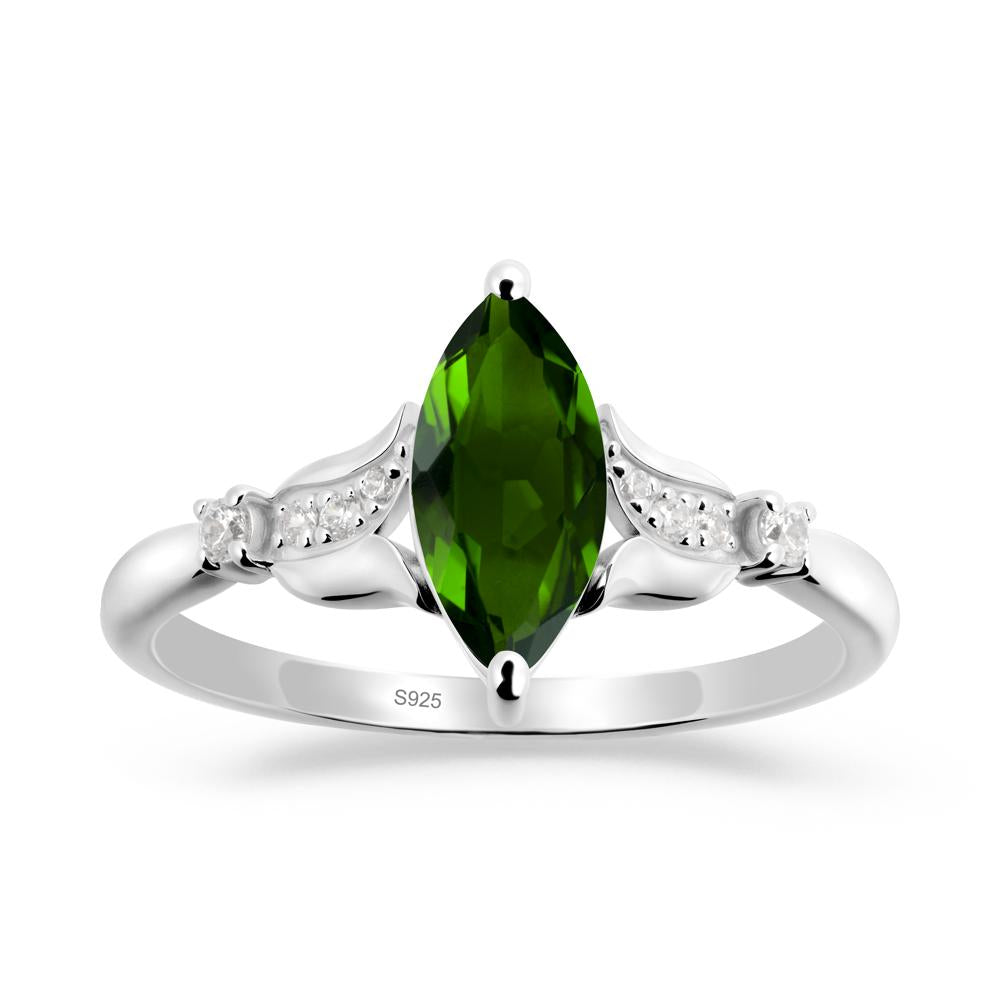 Marquise Diopside Floral Engagement Ring - LUO Jewelry #metal_sterling silver