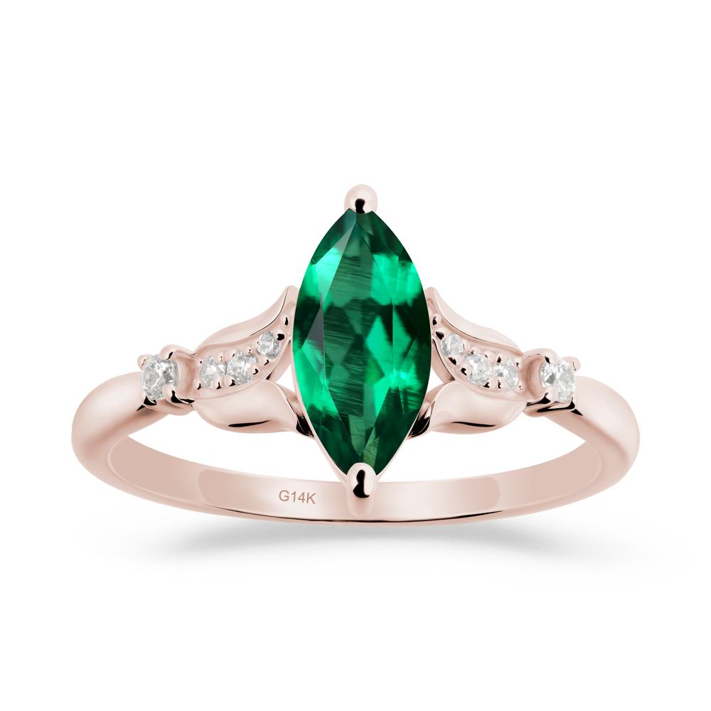 Marquise Emerald Floral Engagement Ring - LUO Jewelry #metal_14k rose gold