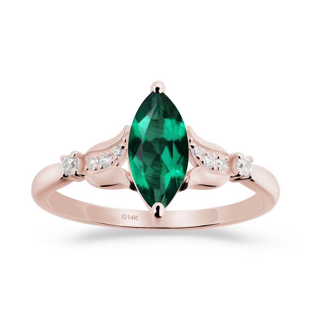 Marquise Emerald Floral Engagement Ring - LUO Jewelry #metal_14k rose gold