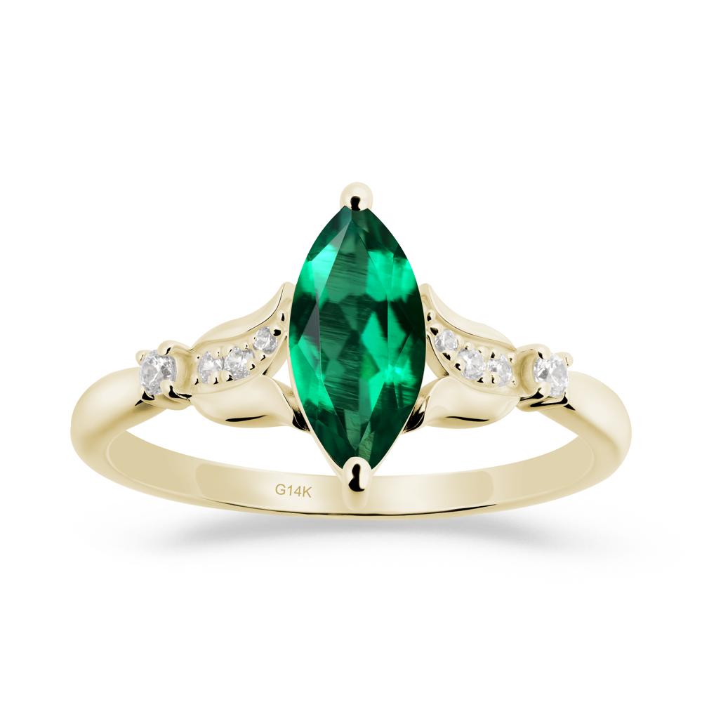 Marquise Emerald Floral Engagement Ring - LUO Jewelry #metal_14k yellow gold