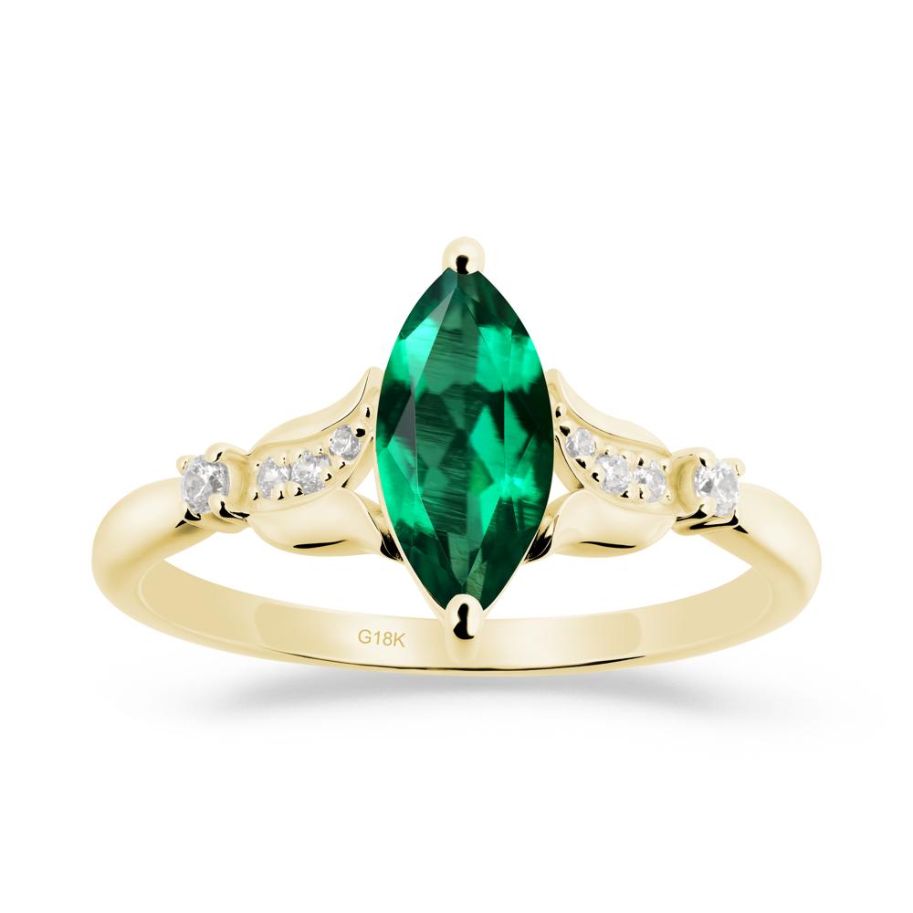 Marquise Emerald Floral Engagement Ring - LUO Jewelry #metal_18k yellow gold