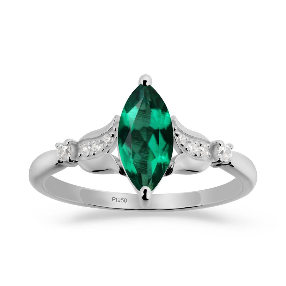 Marquise Emerald Floral Engagement Ring - LUO Jewelry #metal_platinum