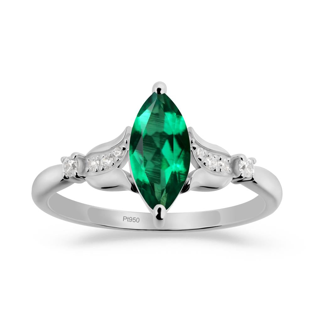 Marquise Emerald Floral Engagement Ring - LUO Jewelry #metal_platinum