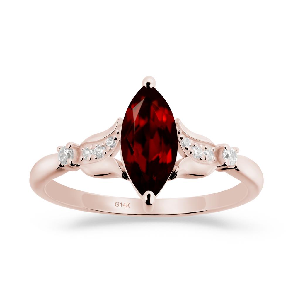 Marquise Garnet Floral Engagement Ring - LUO Jewelry #metal_14k rose gold