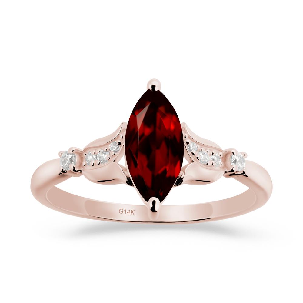 Marquise Garnet Floral Engagement Ring - LUO Jewelry #metal_14k rose gold