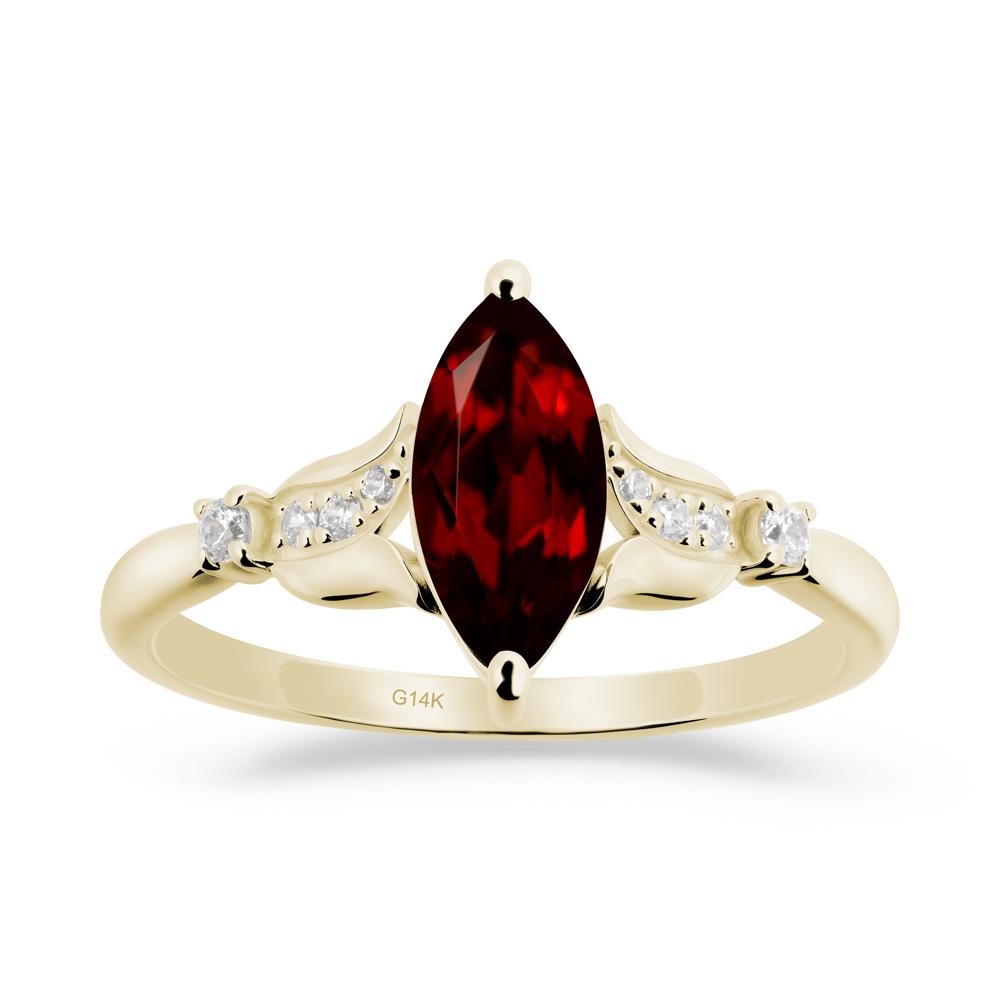 Marquise Garnet Floral Engagement Ring - LUO Jewelry #metal_14k yellow gold