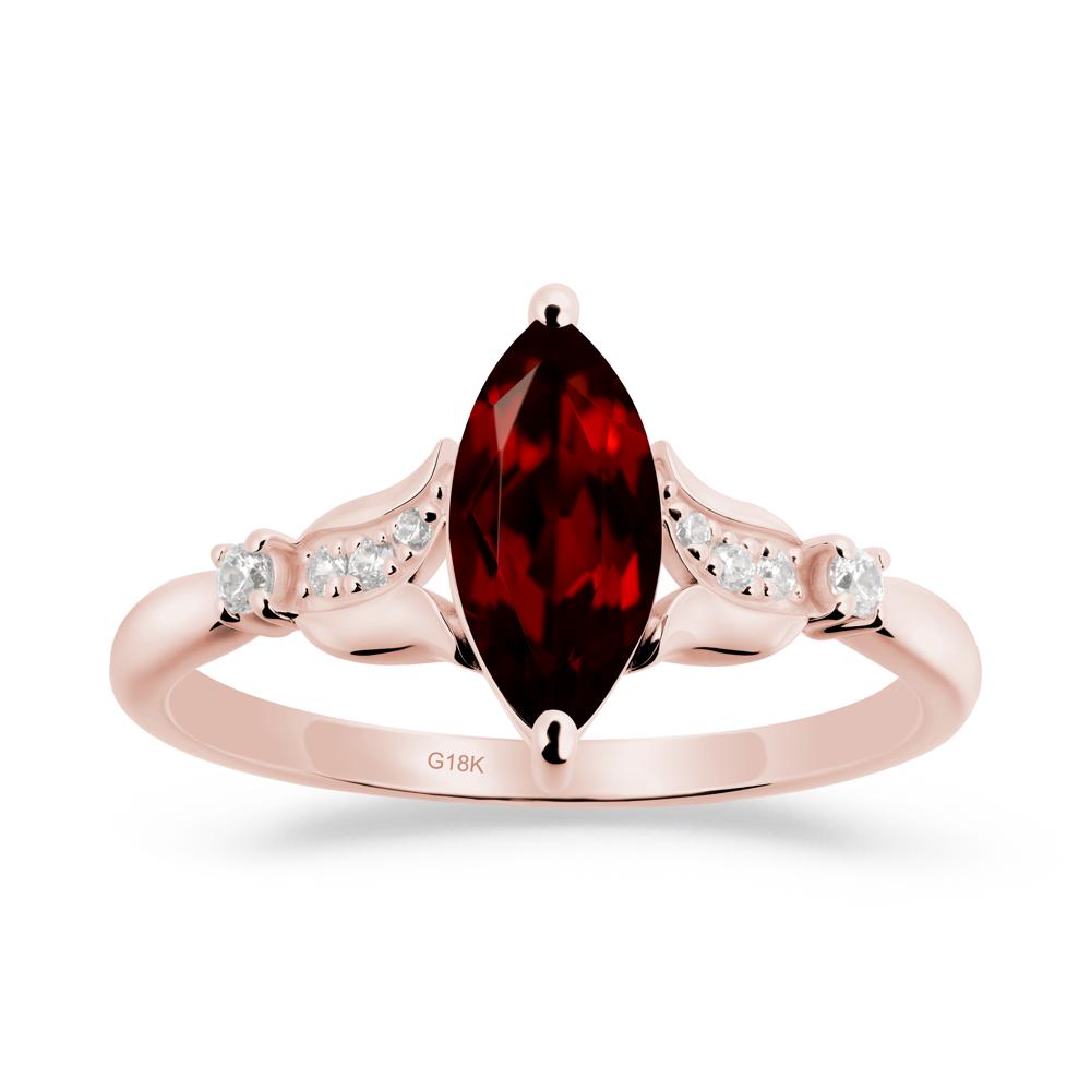 Marquise Garnet Floral Engagement Ring - LUO Jewelry #metal_18k rose gold