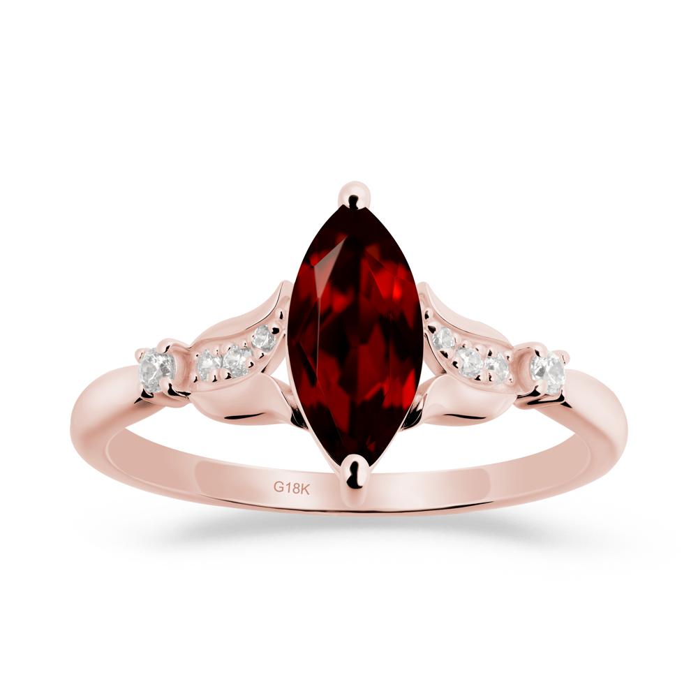 Marquise Garnet Floral Engagement Ring - LUO Jewelry #metal_18k rose gold