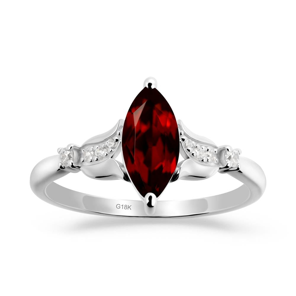 Marquise Garnet Floral Engagement Ring - LUO Jewelry #metal_18k white gold