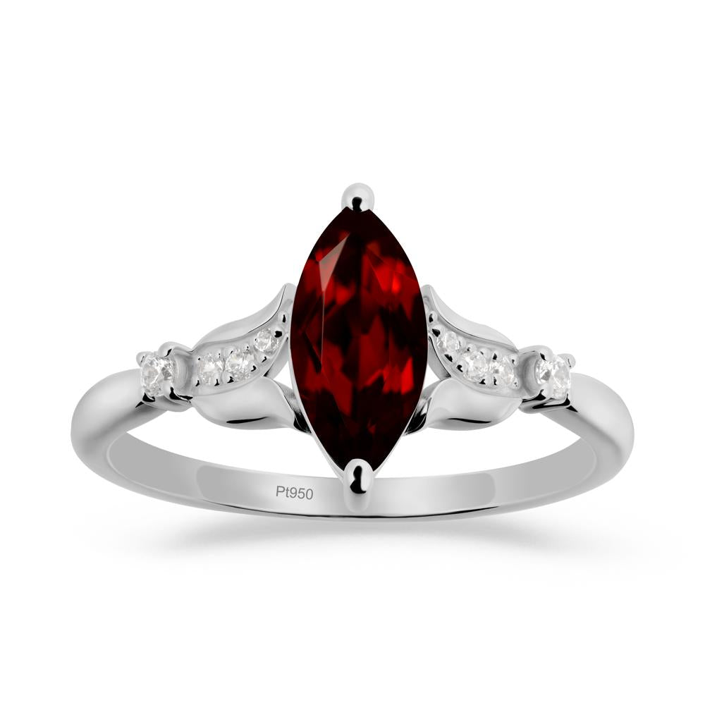 Marquise Garnet Floral Engagement Ring - LUO Jewelry #metal_platinum