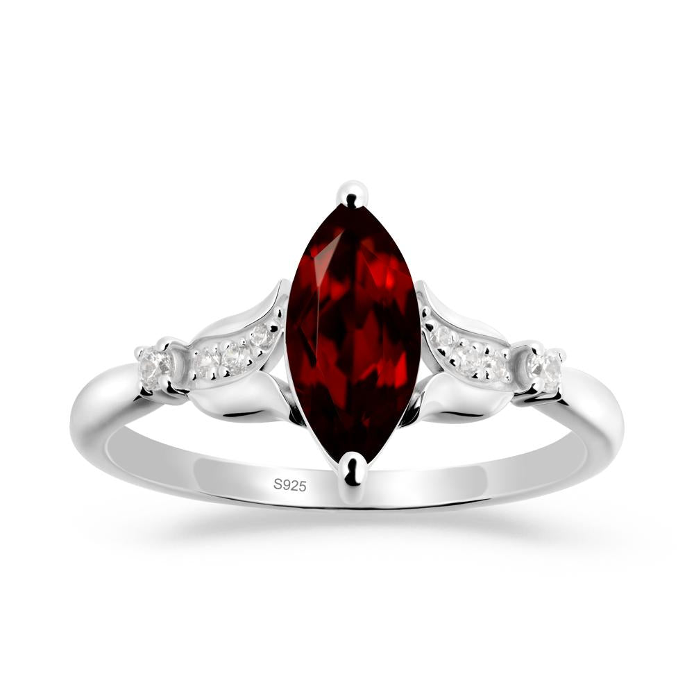 Marquise Garnet Floral Engagement Ring - LUO Jewelry #metal_sterling silver