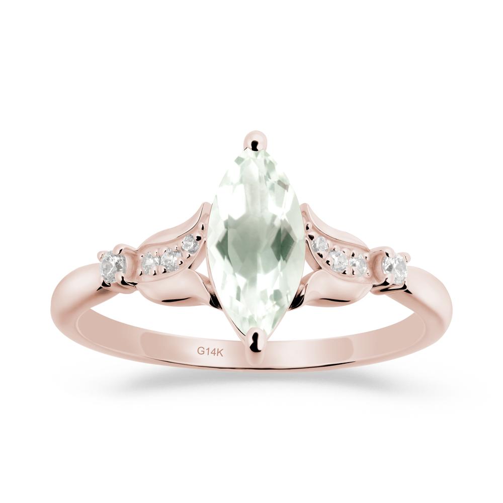 Marquise Green Amethyst Floral Engagement Ring - LUO Jewelry #metal_14k rose gold