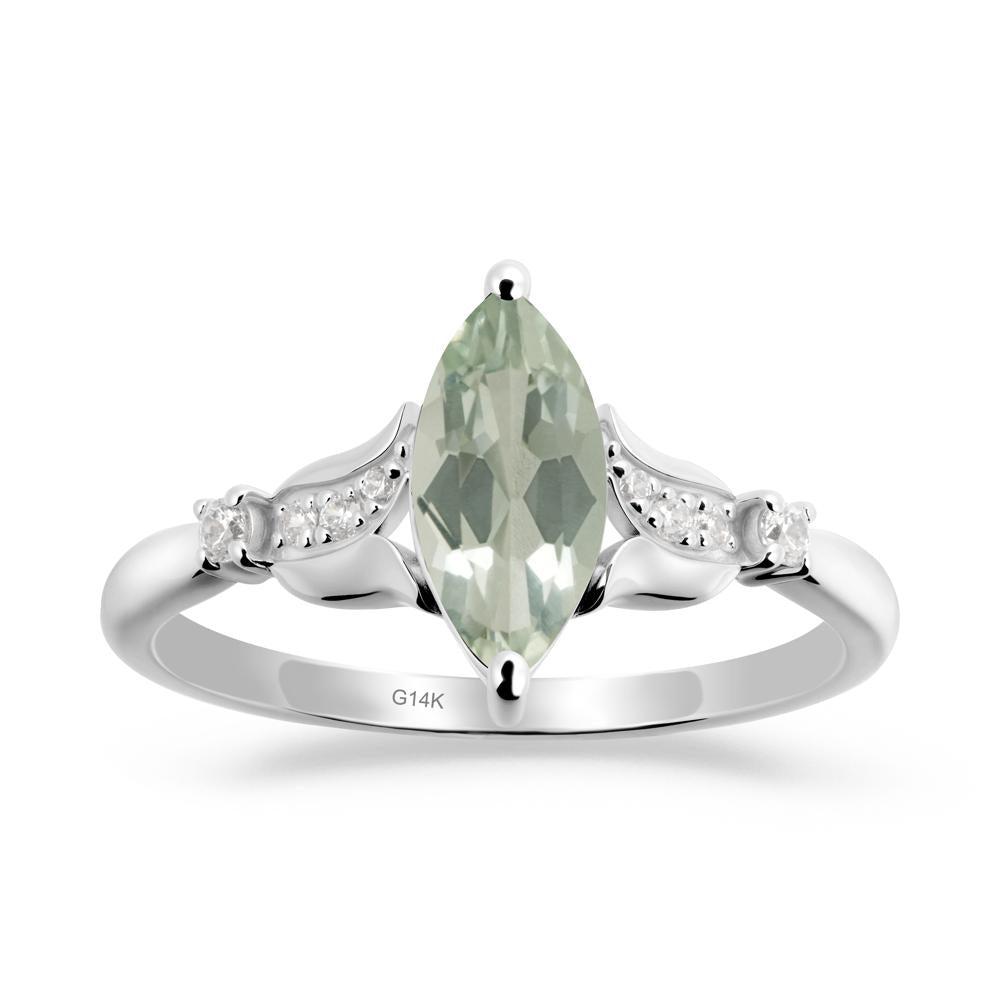 Marquise Green Amethyst Floral Engagement Ring - LUO Jewelry #metal_14k white gold