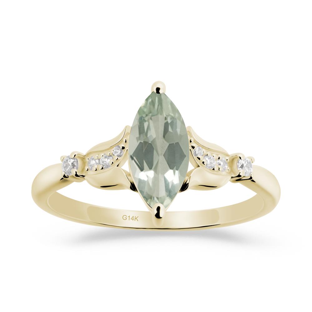 Marquise Green Amethyst Floral Engagement Ring - LUO Jewelry #metal_14k yellow gold