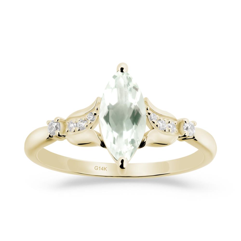 Marquise Green Amethyst Floral Engagement Ring - LUO Jewelry #metal_14k yellow gold