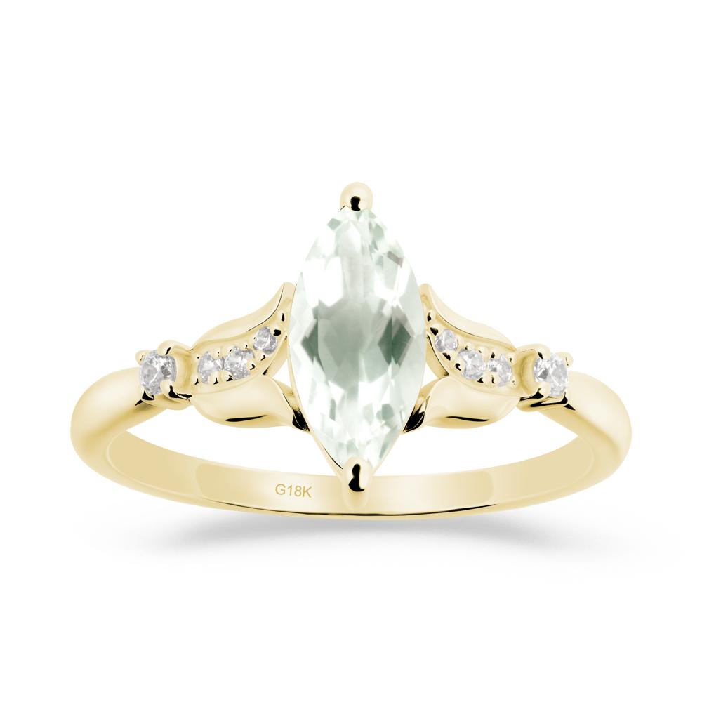 Marquise Green Amethyst Floral Engagement Ring - LUO Jewelry #metal_18k yellow gold