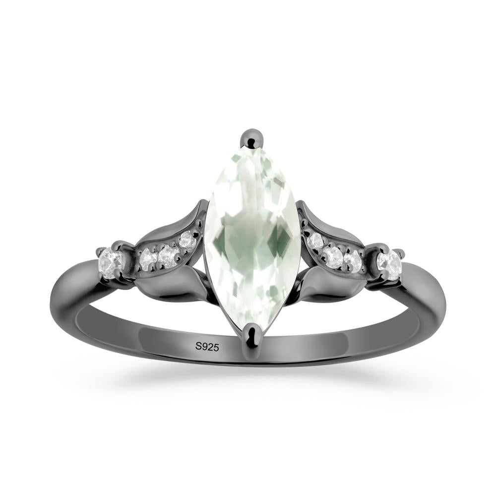 Marquise Green Amethyst Floral Engagement Ring - LUO Jewelry #metal_black finish sterling silver