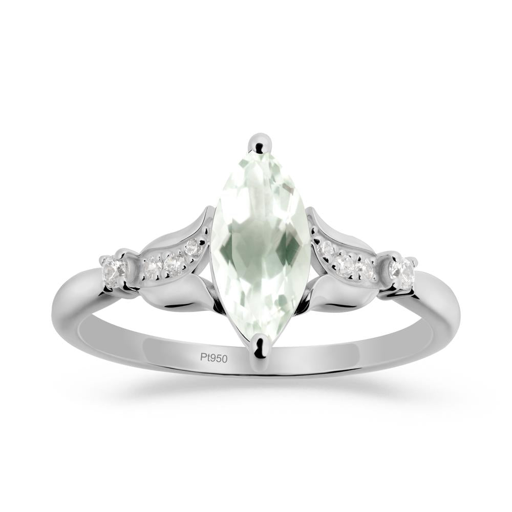 Marquise Green Amethyst Floral Engagement Ring - LUO Jewelry #metal_platinum