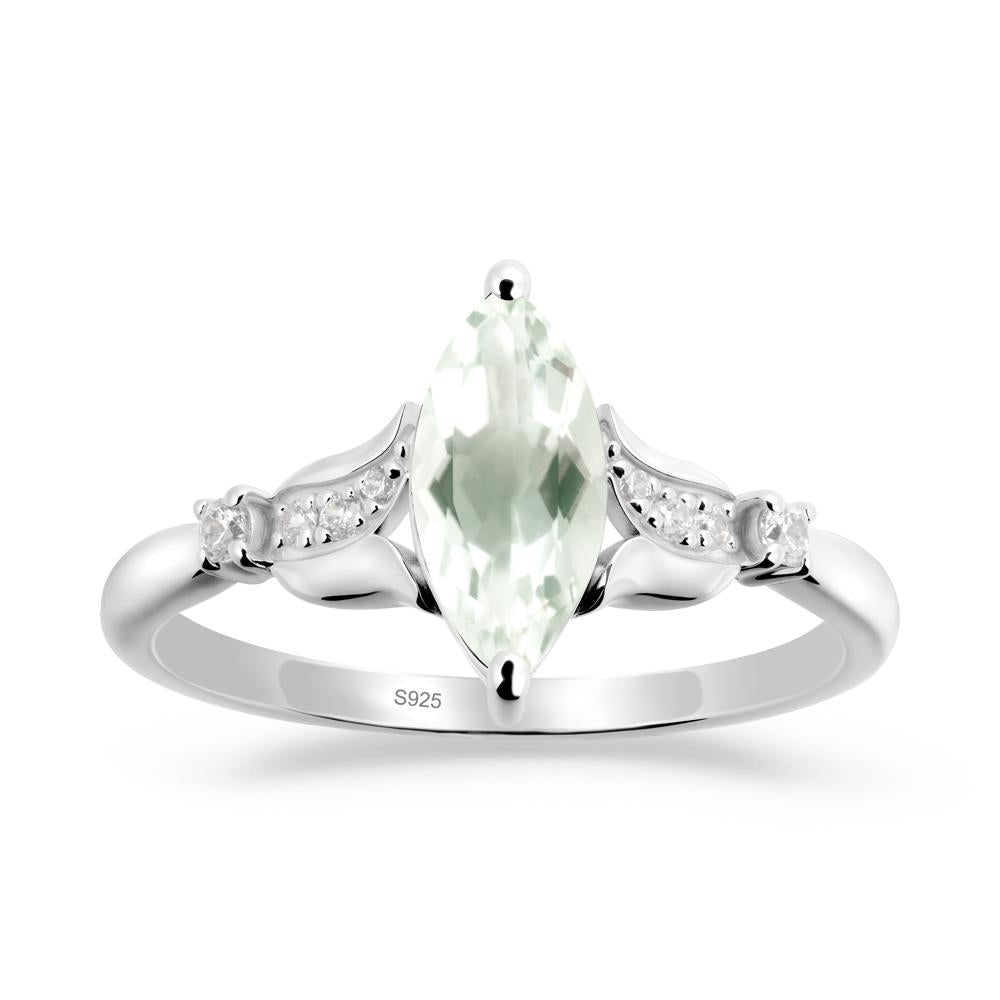 Marquise Green Amethyst Floral Engagement Ring - LUO Jewelry #metal_sterling silver