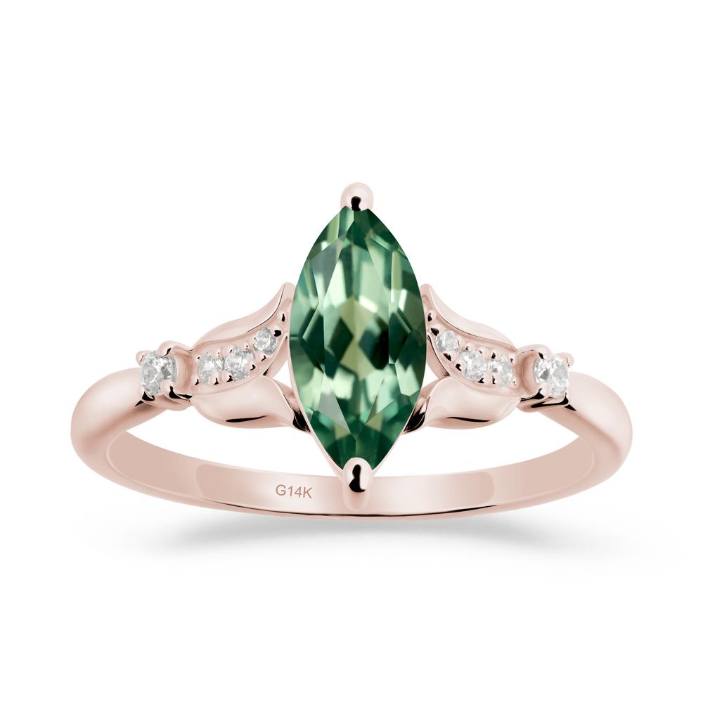 Marquise Green Sapphire Floral Engagement Ring - LUO Jewelry #metal_14k rose gold