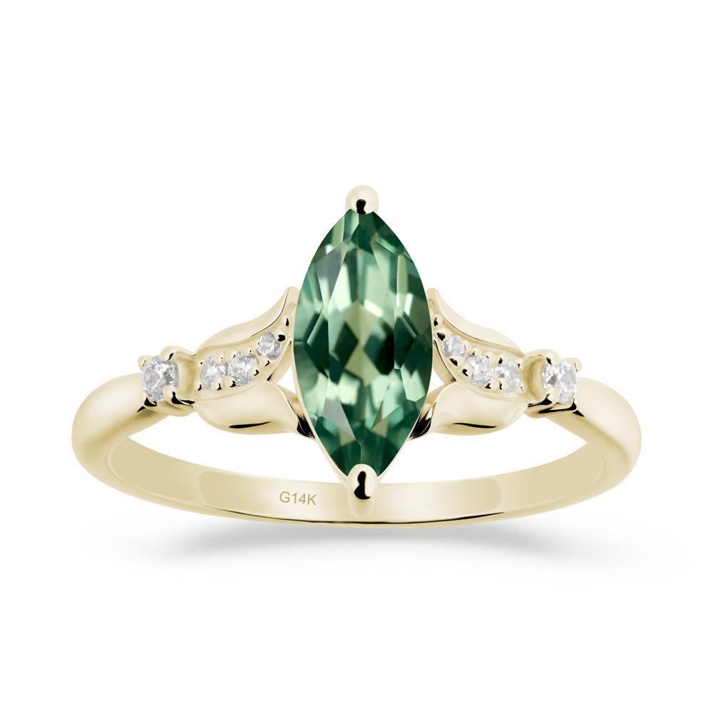 Marquise Green Sapphire Floral Engagement Ring - LUO Jewelry #metal_14k yellow gold