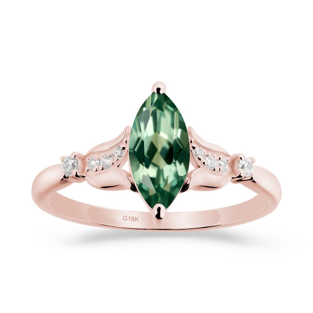 Marquise Green Sapphire Floral Engagement Ring - LUO Jewelry #metal_18k rose gold
