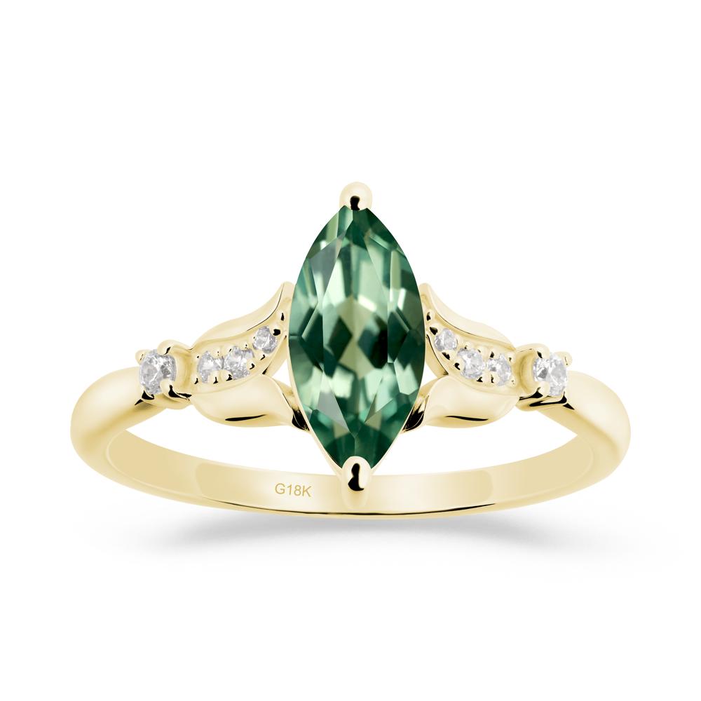 Marquise Green Sapphire Floral Engagement Ring - LUO Jewelry #metal_18k yellow gold