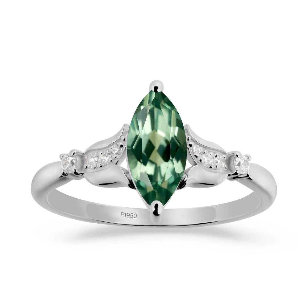 Marquise Green Sapphire Floral Engagement Ring - LUO Jewelry #metal_platinum