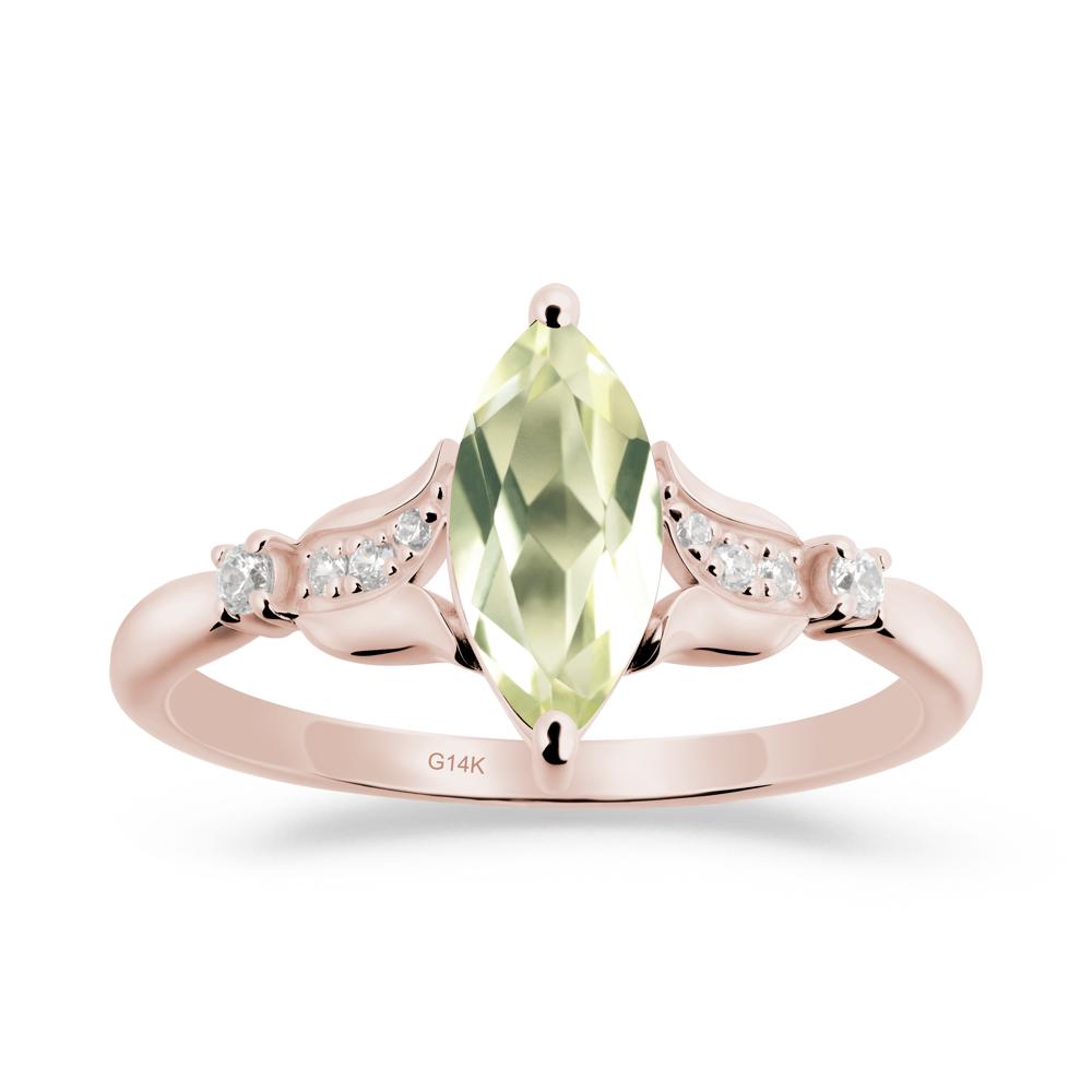 Marquise Lemon Quartz Floral Engagement Ring - LUO Jewelry #metal_14k rose gold