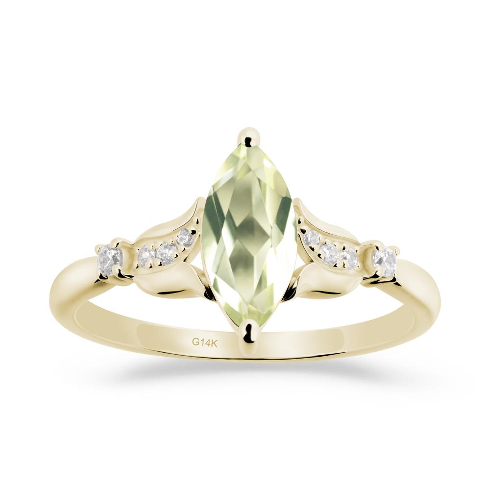 Marquise Lemon Quartz Floral Engagement Ring - LUO Jewelry #metal_14k yellow gold