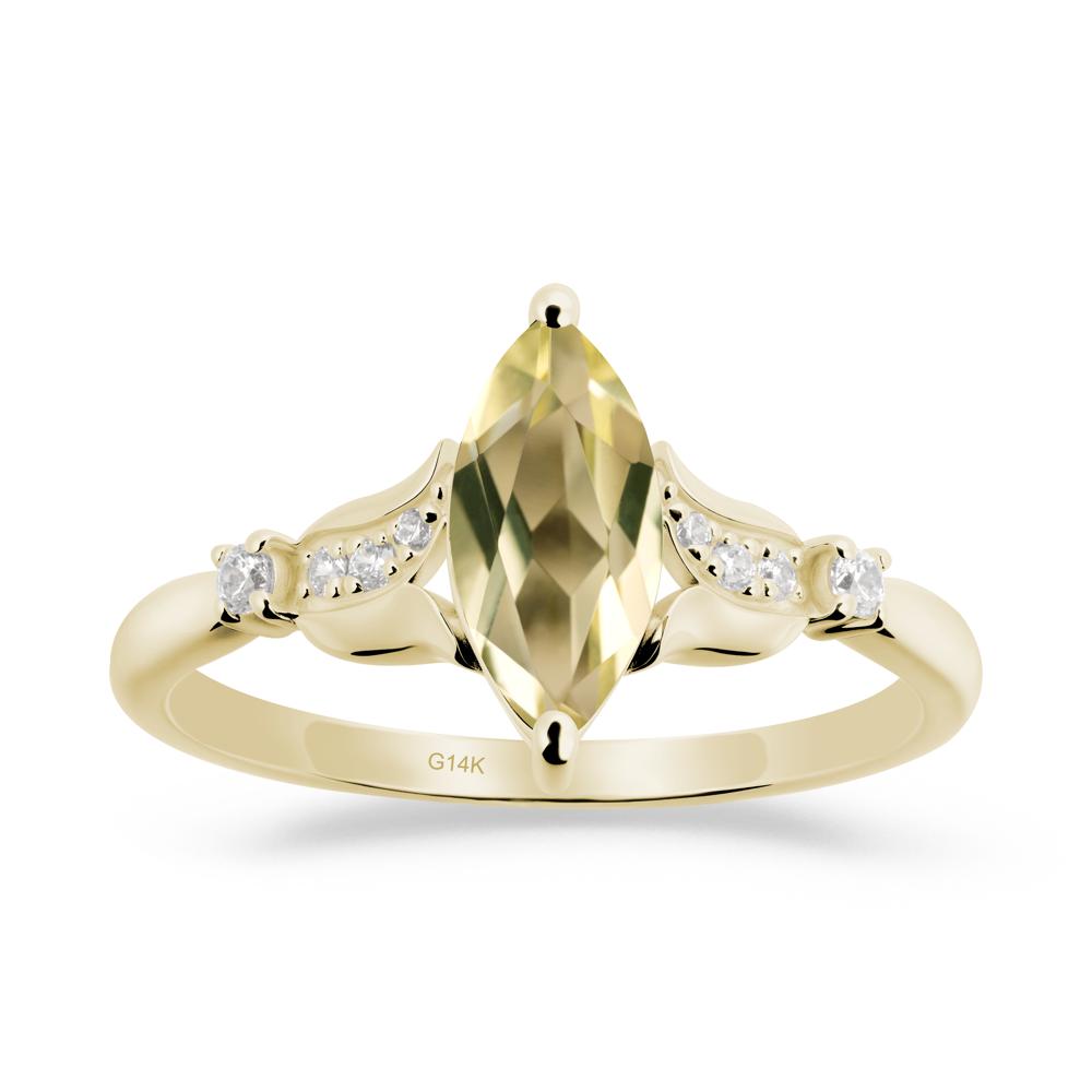 Marquise Lemon Quartz Floral Engagement Ring - LUO Jewelry #metal_14k yellow gold