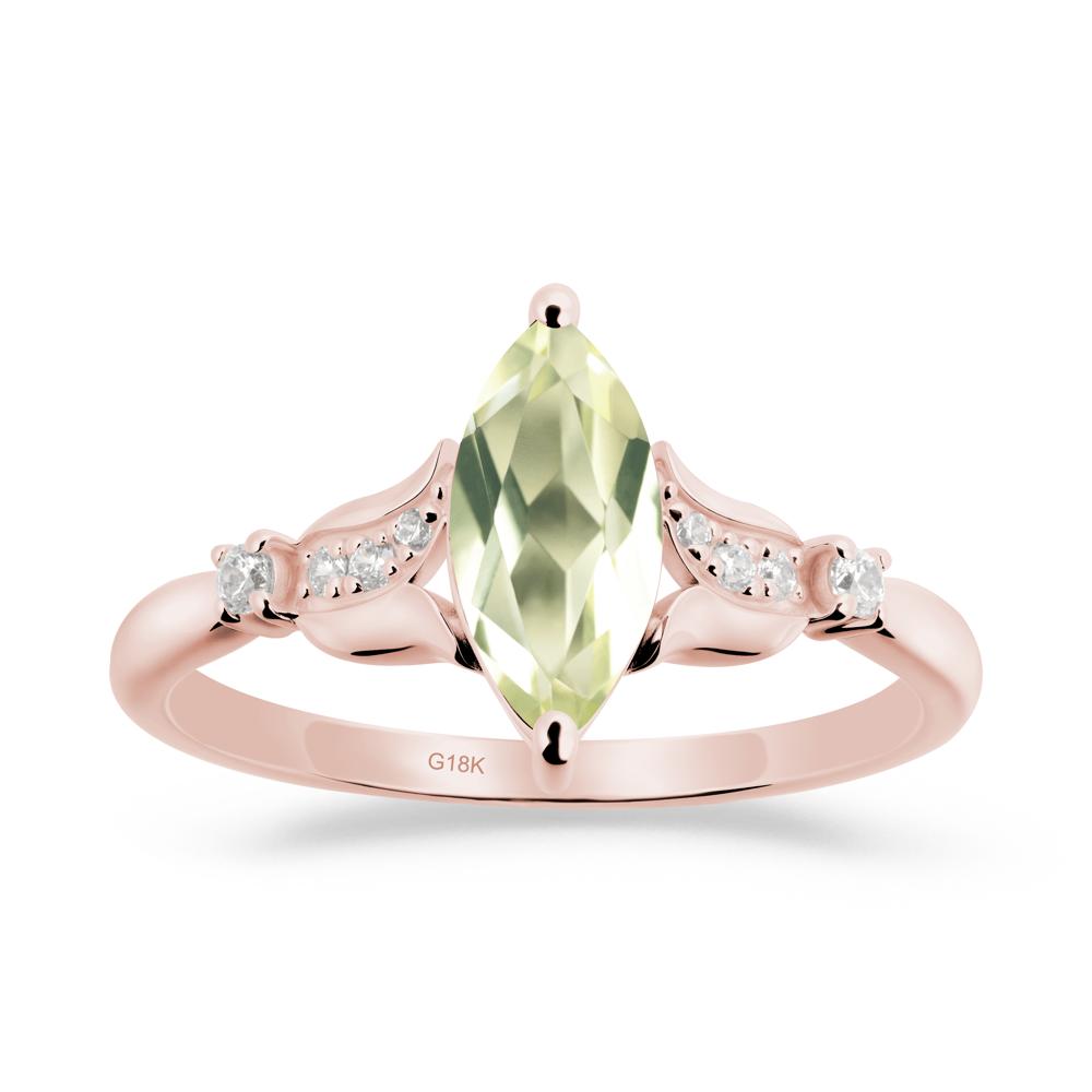 Marquise Lemon Quartz Floral Engagement Ring - LUO Jewelry #metal_18k rose gold
