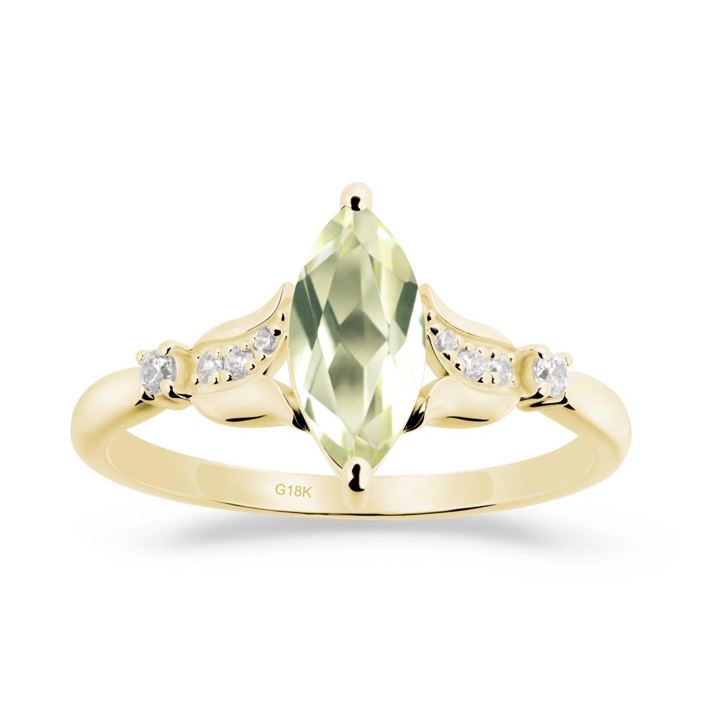 Marquise Lemon Quartz Floral Engagement Ring - LUO Jewelry #metal_18k yellow gold