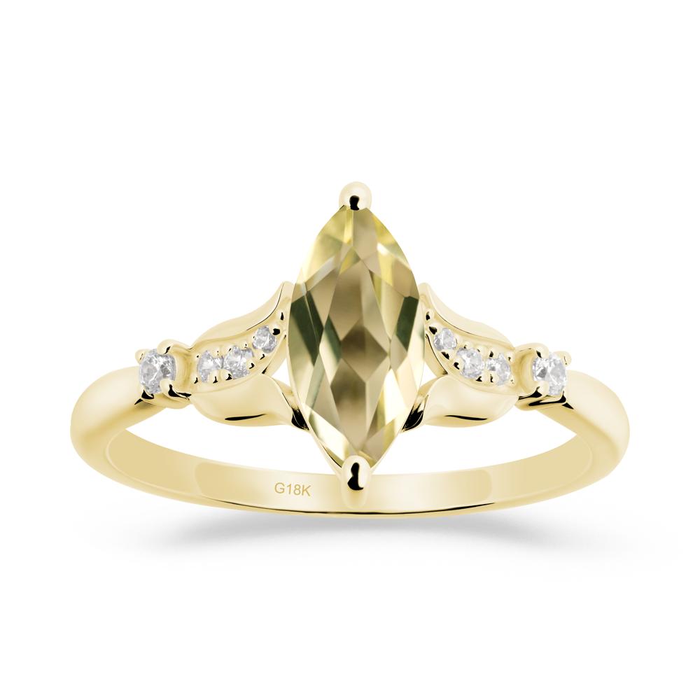 Marquise Lemon Quartz Floral Engagement Ring - LUO Jewelry #metal_18k yellow gold
