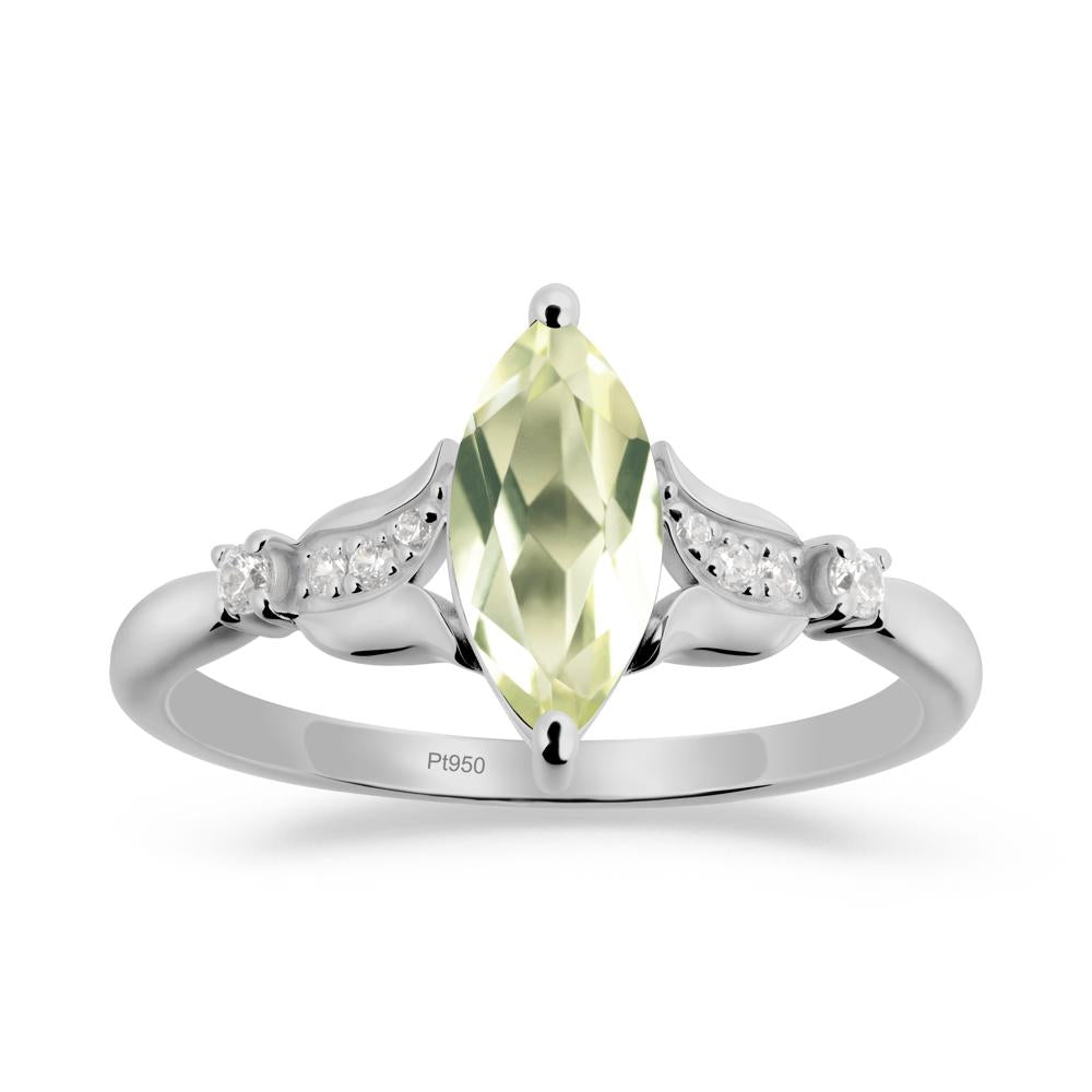 Marquise Lemon Quartz Floral Engagement Ring - LUO Jewelry #metal_platinum