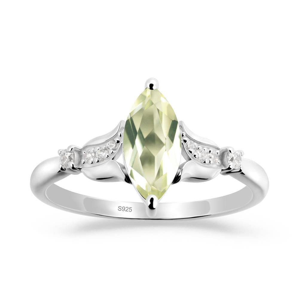 Marquise Lemon Quartz Floral Engagement Ring - LUO Jewelry #metal_sterling silver
