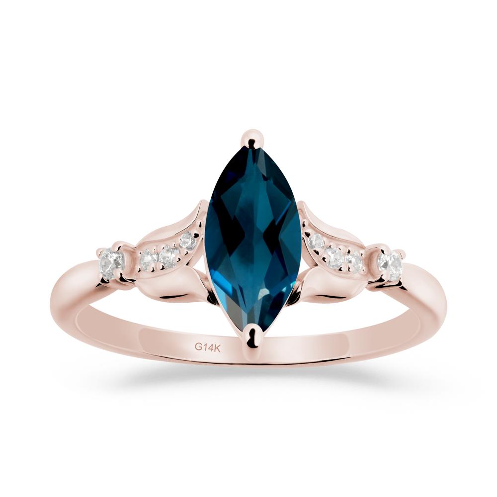 Marquise London Blue Topaz Floral Engagement Ring - LUO Jewelry #metal_14k rose gold