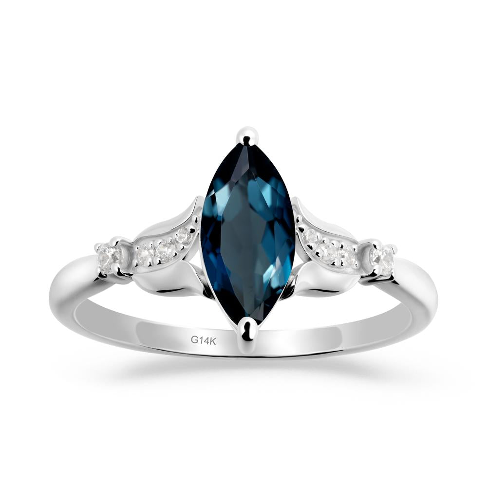 Marquise London Blue Topaz Floral Engagement Ring - LUO Jewelry #metal_14k white gold