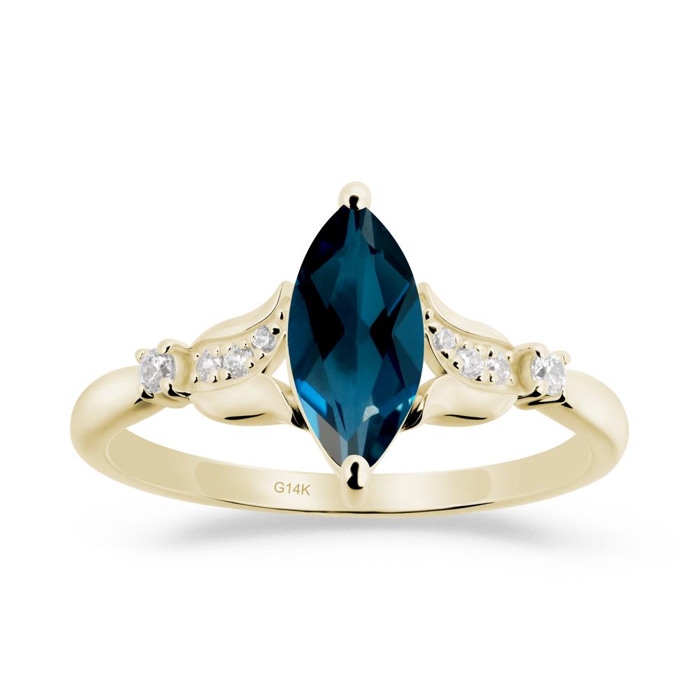 Marquise London Blue Topaz Floral Engagement Ring - LUO Jewelry #metal_14k yellow gold