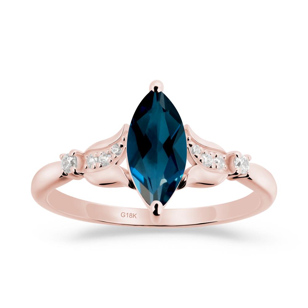 Marquise London Blue Topaz Floral Engagement Ring - LUO Jewelry #metal_18k rose gold