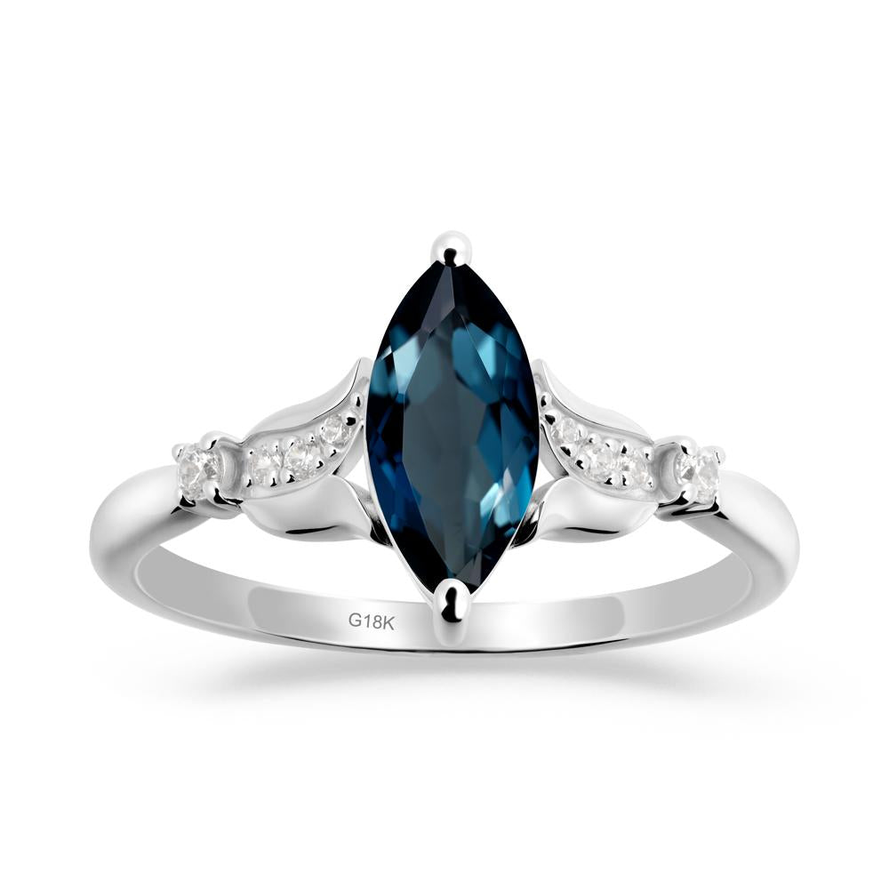 Marquise London Blue Topaz Floral Engagement Ring - LUO Jewelry #metal_18k white gold