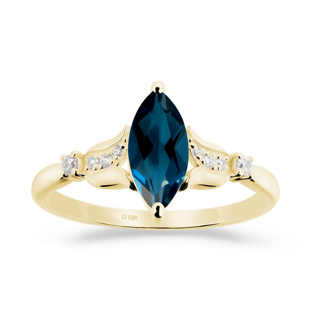 Marquise London Blue Topaz Floral Engagement Ring - LUO Jewelry #metal_18k yellow gold