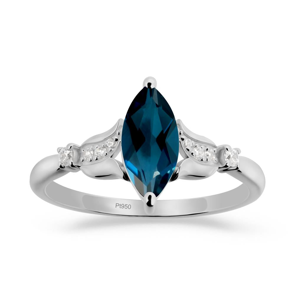 Marquise London Blue Topaz Floral Engagement Ring - LUO Jewelry #metal_platinum