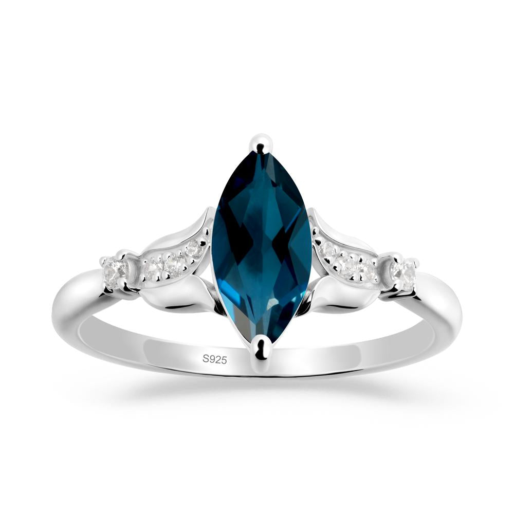 Marquise London Blue Topaz Floral Engagement Ring - LUO Jewelry #metal_sterling silver