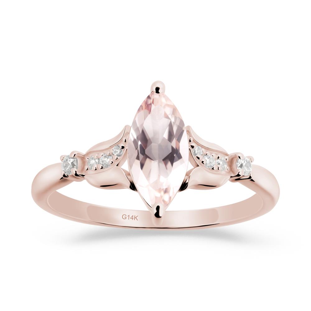 Marquise Morganite Floral Engagement Ring - LUO Jewelry #metal_14k rose gold