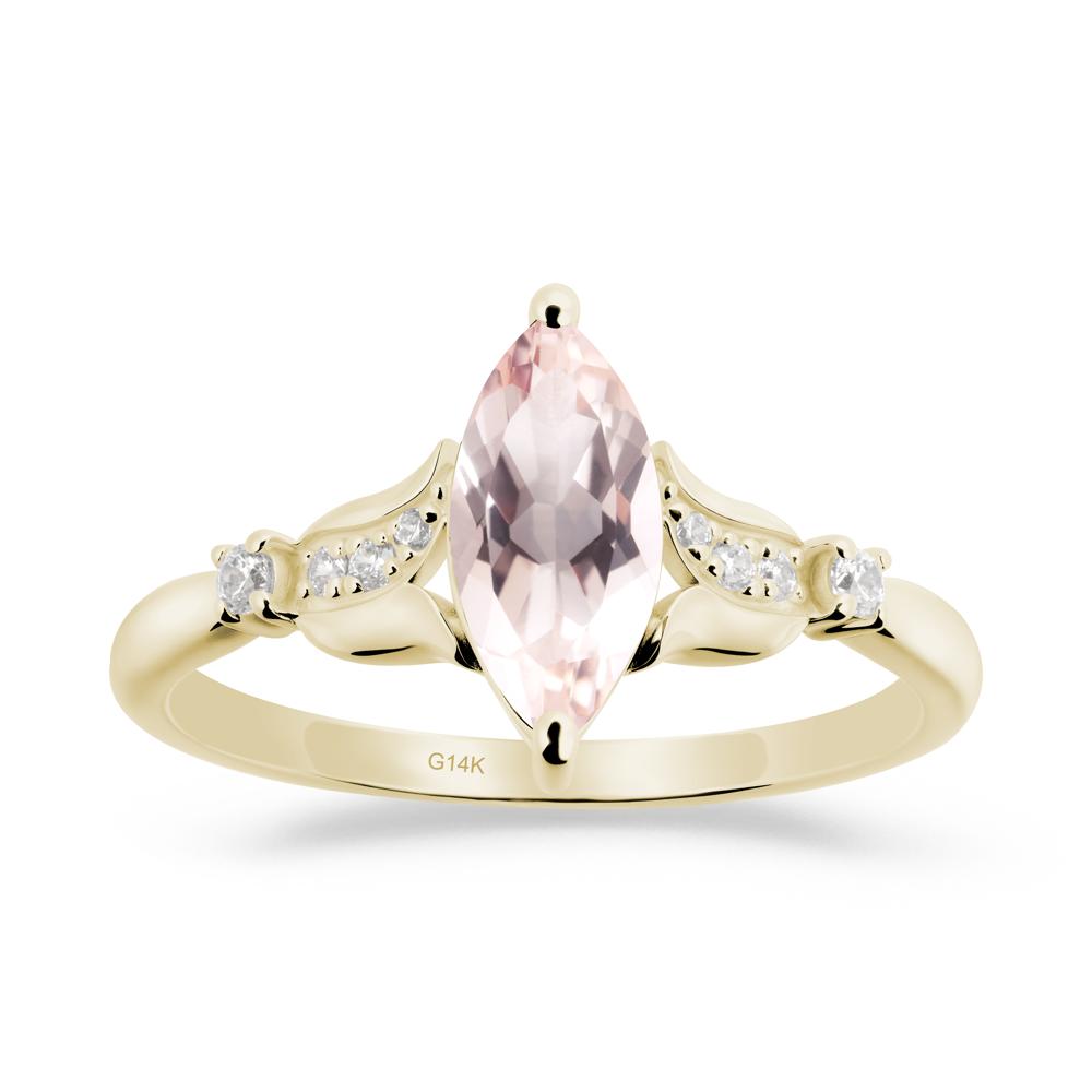 Marquise Morganite Floral Engagement Ring - LUO Jewelry #metal_14k yellow gold