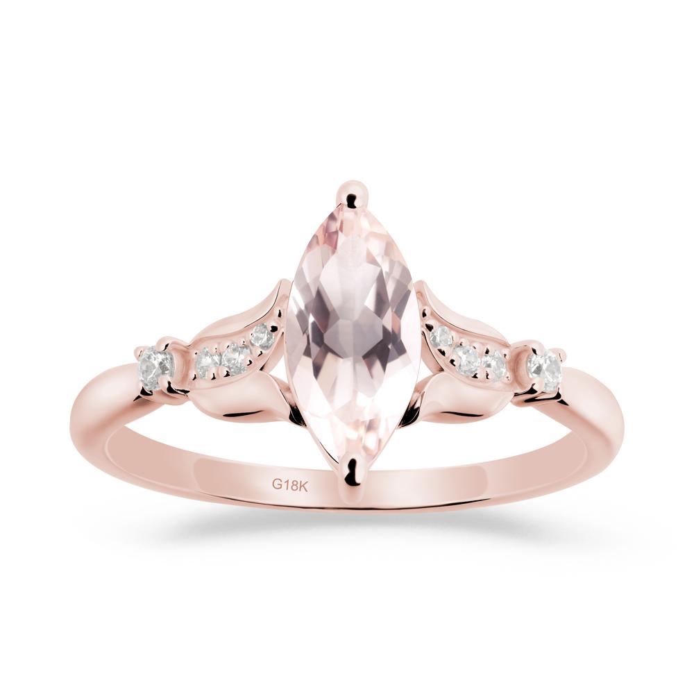 Marquise Morganite Floral Engagement Ring - LUO Jewelry #metal_18k rose gold