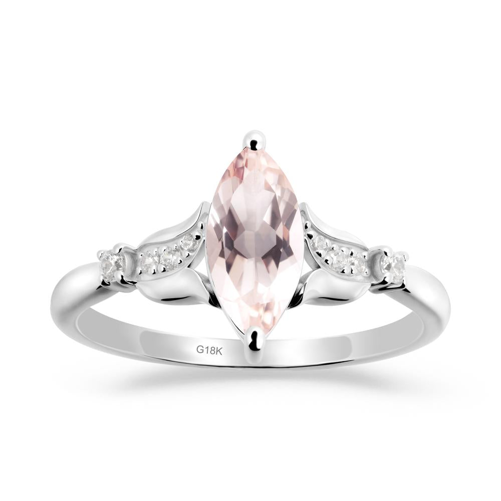 Marquise Morganite Floral Engagement Ring - LUO Jewelry #metal_18k white gold