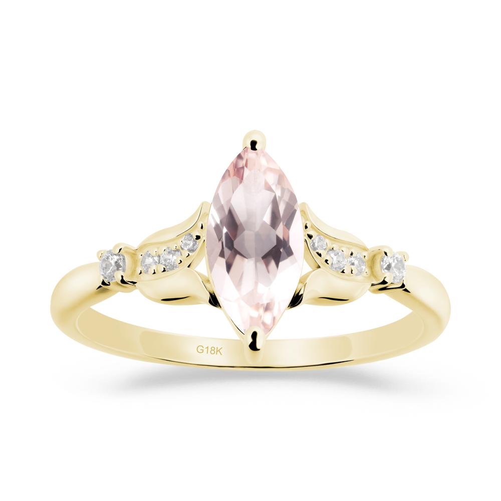 Marquise Morganite Floral Engagement Ring - LUO Jewelry #metal_18k yellow gold