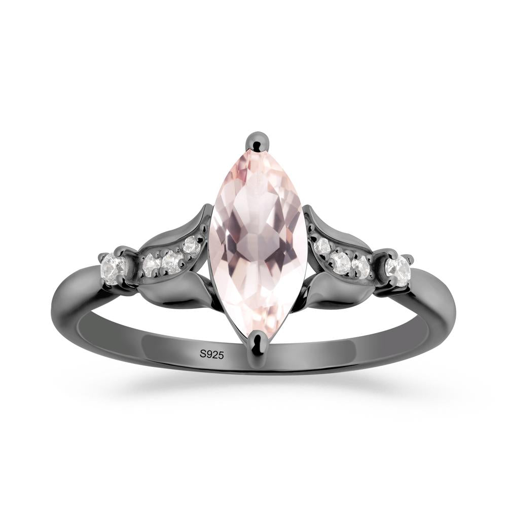 Marquise Morganite Floral Engagement Ring - LUO Jewelry #metal_black finish sterling silver